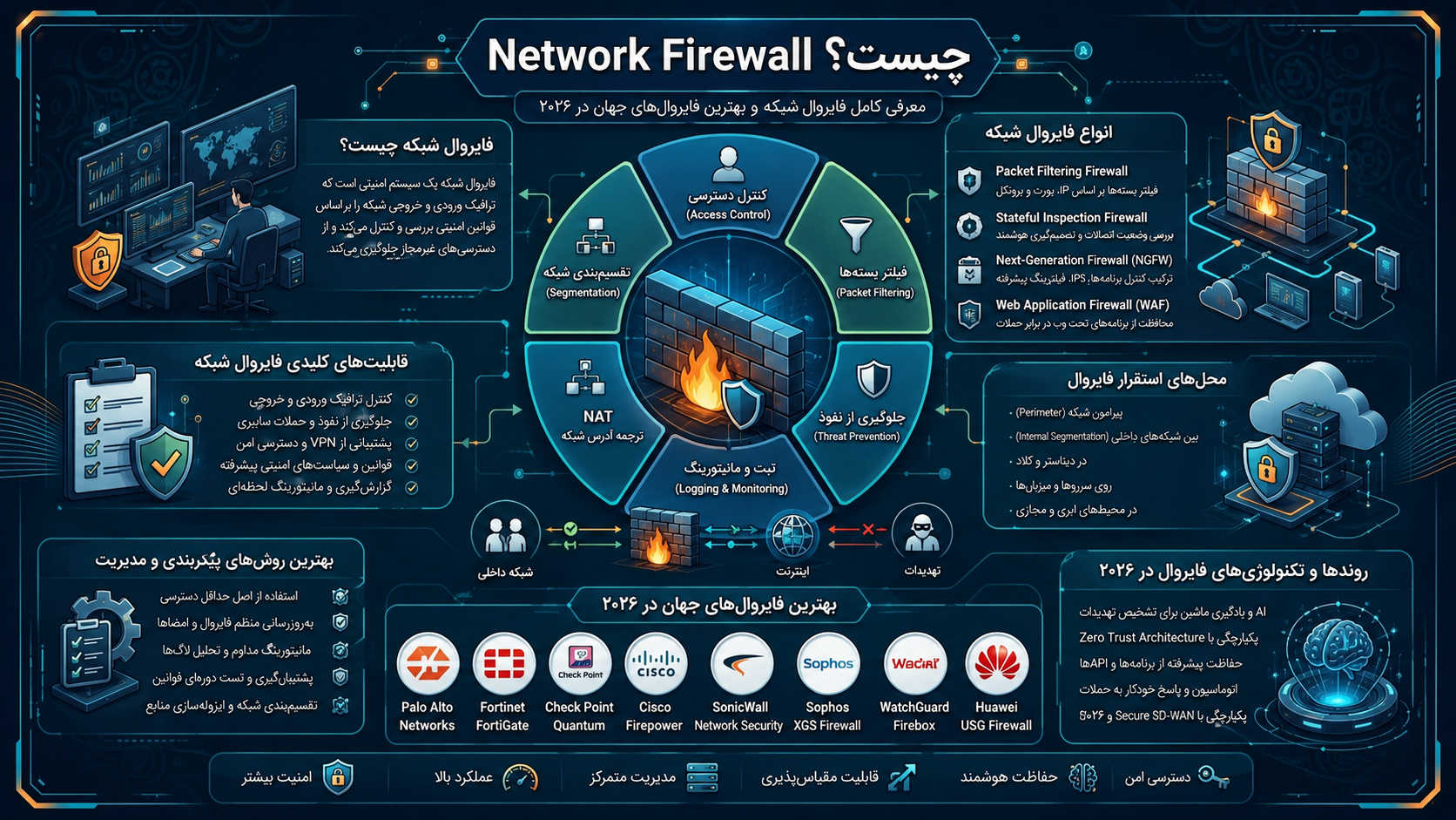 Network Firewall چیست؟ معرفی کامل فایروال شبکه و بهترین فایروال‌های جهان در ۲۰۲۶